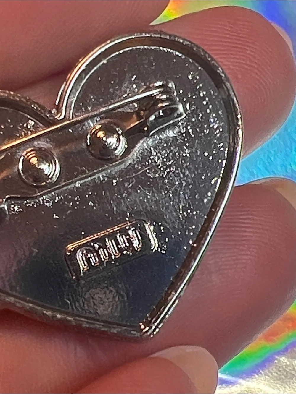 Pink Heart Enamel Pin with Rhinestones -